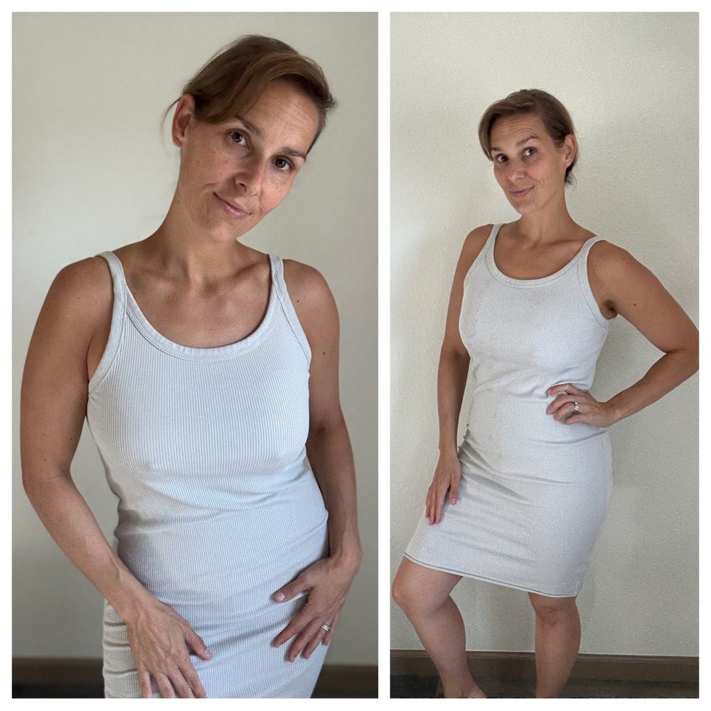 H&M Ribbed Bodycon Dress Medium Minimalist Gray